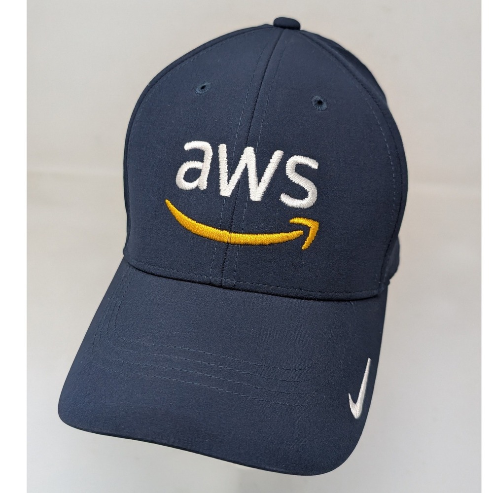 AWS Amazon Web Services Nike Dri-Fit Legacy 91‎ White Golf Hat Cap Navy